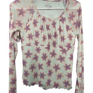 Floral Long Sleeve Top - Purple and mint. XL 14/16